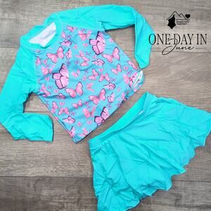 Charmo Rashguard Boyshort Skirted Tankini Swimsuit Size M